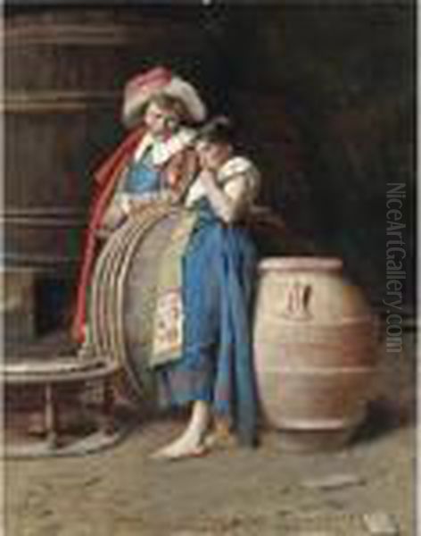 Ritratto Di Popolana In Costume Oil Painting by Francesco Vinea