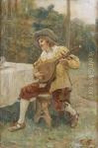 Suonatore Di Mandola Oil Painting by Francesco Vinea