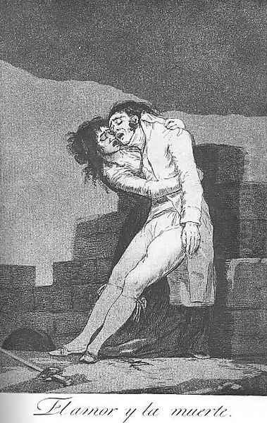 Caprichos - Plate 10: Love and Death Oil Painting by Francisco De Goya y Lucientes