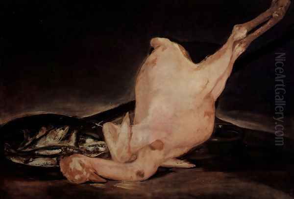 Plucked Turkey Oil Painting by Francisco De Goya y Lucientes