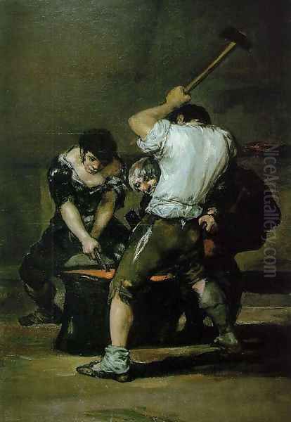 The Forge Oil Painting by Francisco De Goya y Lucientes