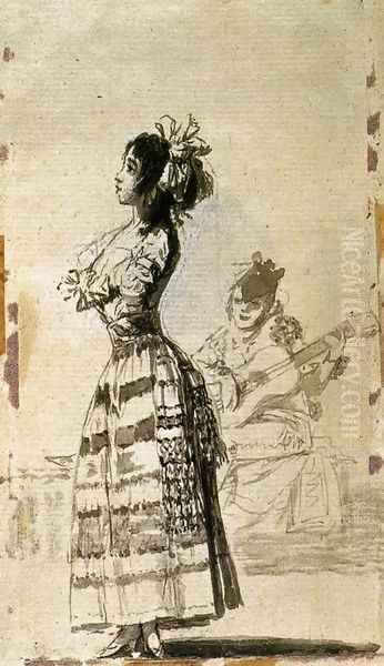 Girl Listening to a Guitar Oil Painting by Francisco De Goya y Lucientes