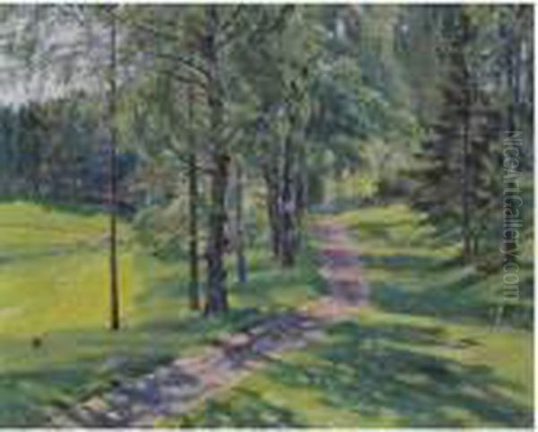 The Road To The Estate Oil Painting by Sergey Arsenievich Vinogradov