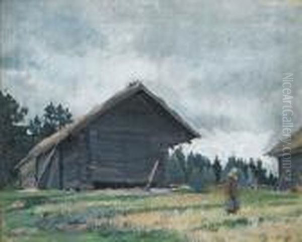 Homestead In A Clearing Oil Painting by Sergey Arsenievich Vinogradov