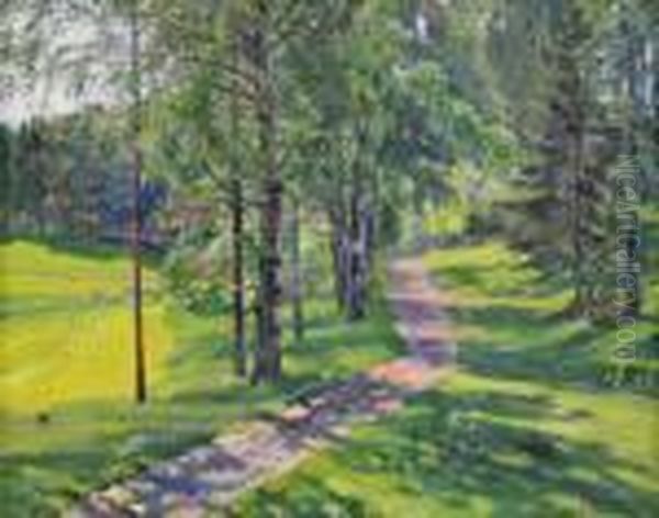 The Road To The Estate Oil Painting by Sergey Arsenievich Vinogradov