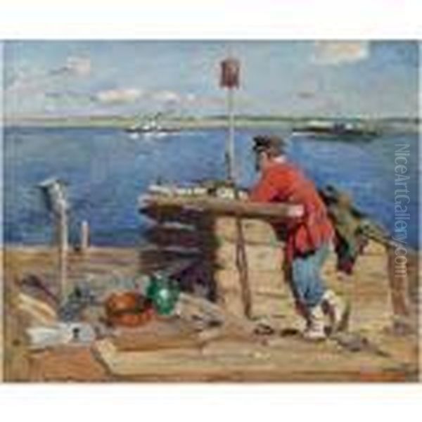 On The Volga Oil Painting by Sergey Arsenievich Vinogradov