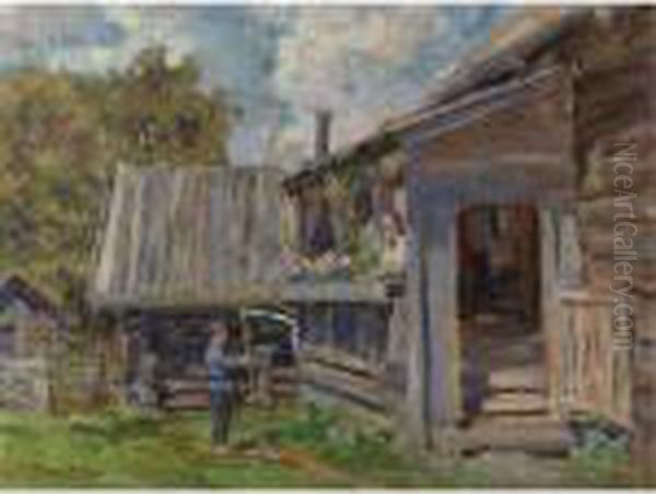 A Village Scene by Sergey Arsenievich Vinogradov