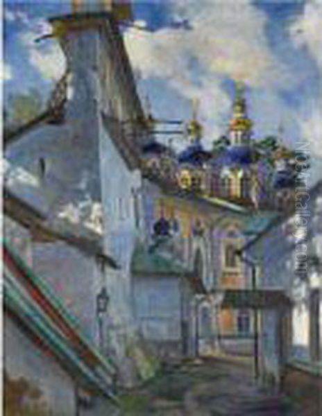 View Of The Pechera Monastery Oil Painting by Sergey Arsenievich Vinogradov