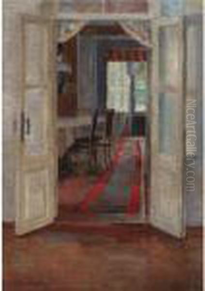 Hall Interior Oil Painting by Sergey Arsenievich Vinogradov