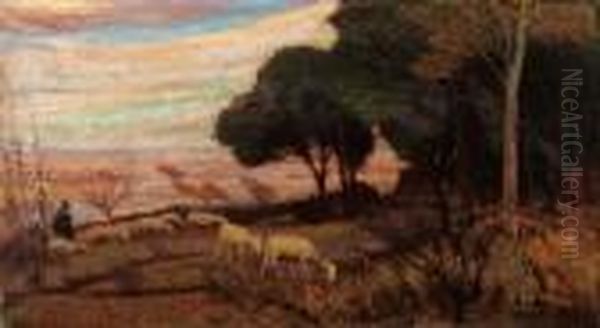 Paesaggio Con Pastori Oil Painting by Giulio Cesare Vinzio