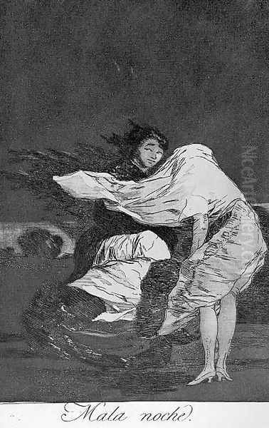 Caprichos - Plate 36: A Bad Night Oil Painting by Francisco De Goya y Lucientes