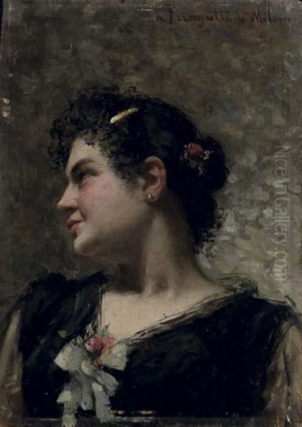 Signora Elegante Oil Painting by Adolfo A. Ferraguti Visconti