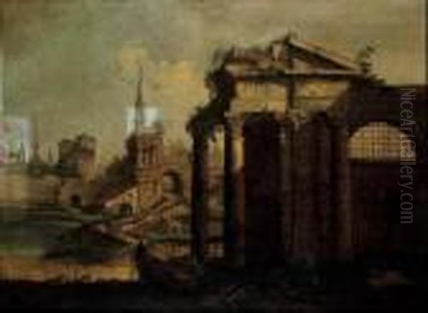 Capriccio Architettonico Oil Painting by (Giovanni Antonio Canal) Canaletto