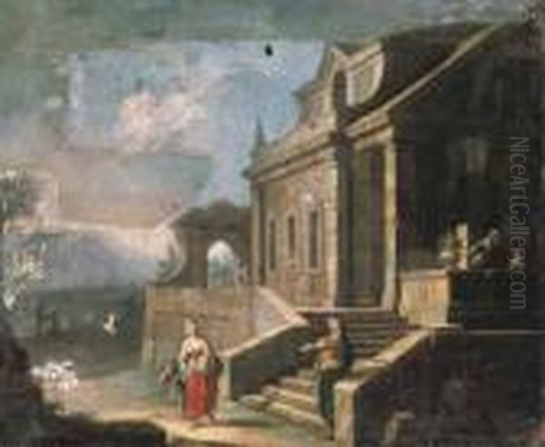 The Banishment Of Hagar And Ishmael Oil Painting by (Giovanni Antonio Canal) Canaletto