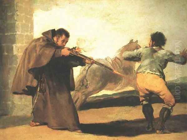 Monk Pedro de Zaldivia Shoots the Bantid Maragato Oil Painting by Francisco De Goya y Lucientes