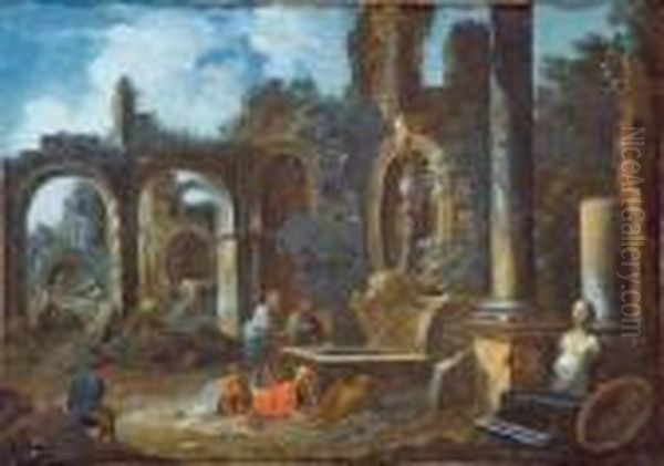 Capriccio Architettonico Con Figure Oil Painting by Nicola Viso