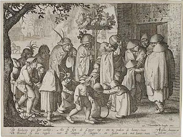 Procession With Feasting Lepers by Claes Jansz Ii Visscher