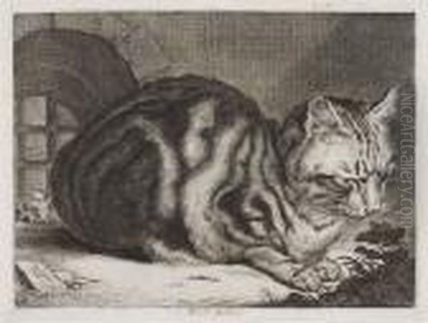 The Large Cat Oil Painting by Cornelius de Visscher