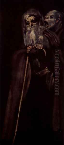 Two Old Men Oil Painting by Francisco De Goya y Lucientes