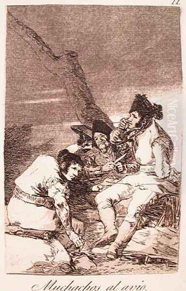 Lads Making Ready Oil Painting by Francisco De Goya y Lucientes