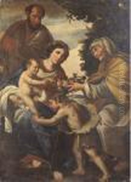 Sacra Famiglia Con San Giovannino E Sant'anna Oil Painting by Filippo Vitale