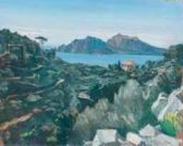 Capri Vista Da Massa Lubrense by Eugenio Viti