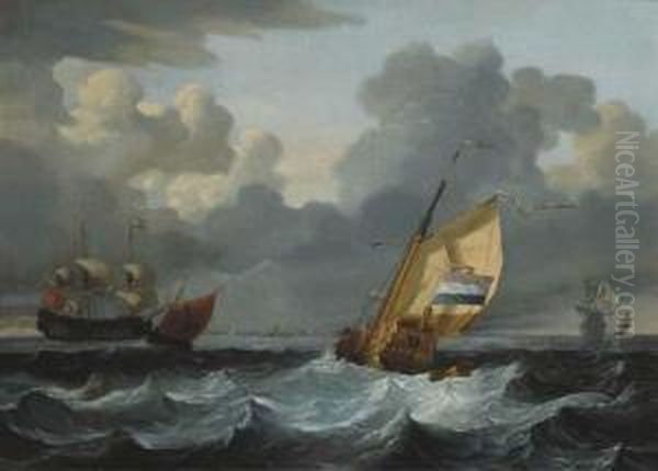 Shipping In A Swell Oil Painting by Wigerius Vitringa