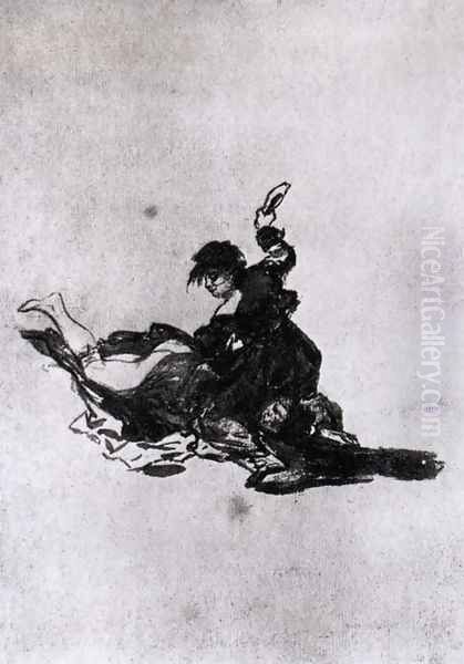 Woman Hitting Another Woman with a Shoe Oil Painting by Francisco De Goya y Lucientes