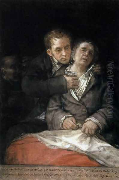 Self-Portrait with Doctor Arrieta Oil Painting by Francisco De Goya y Lucientes