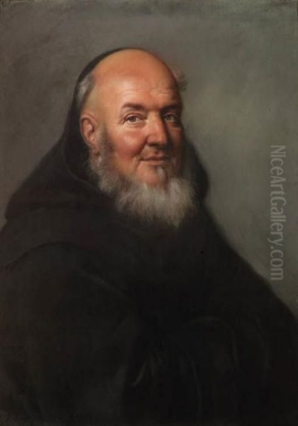 Portrait Of A Capuchin Monk, Bust Length Oil Painting by Joseph Vivien