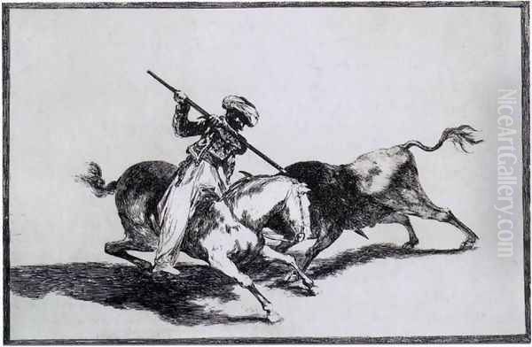 The Morisco Gazul is the First to Fight Bulls with a Lance Oil Painting by Francisco De Goya y Lucientes