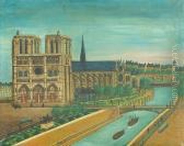 Notre Dame Oil Painting by Louis Vivin