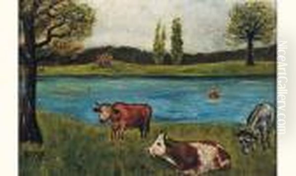 Les Vaches Oil Painting by Louis Vivin