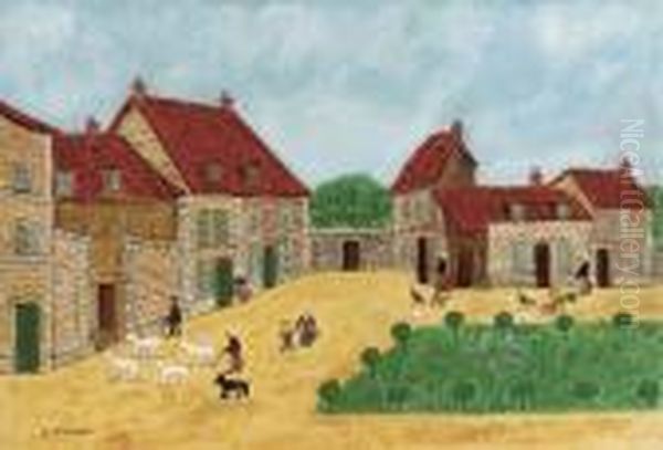 Scene Du Village Oil Painting by Louis Vivin