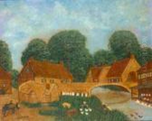 Ferme (pont Lavandieres) Oil Painting by Louis Vivin