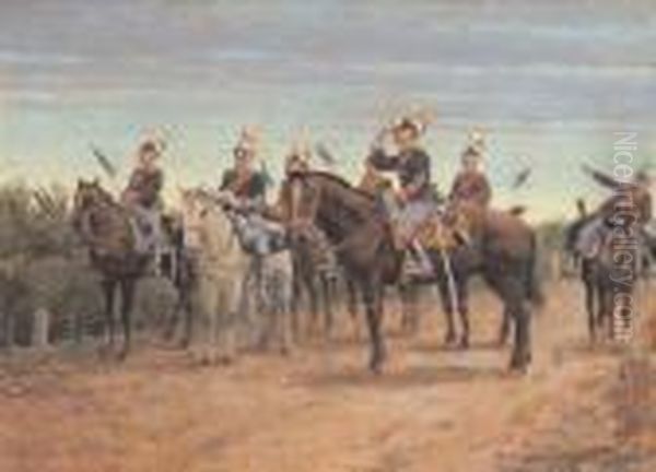 Cavalleria Del Ii Reggimento Piemonte Reale Oil Painting by Giuseppe Vizzotto Alberti