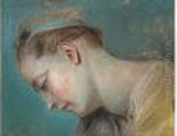 Tete De Femme De Profil Oil Painting by Nicolas Vleughels