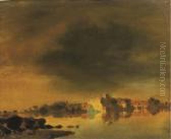 The Ijsel At Dusk Oil Painting by Floris Verster