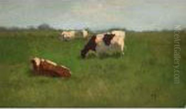 Cows At Pasture Oil Painting by Floris Verster