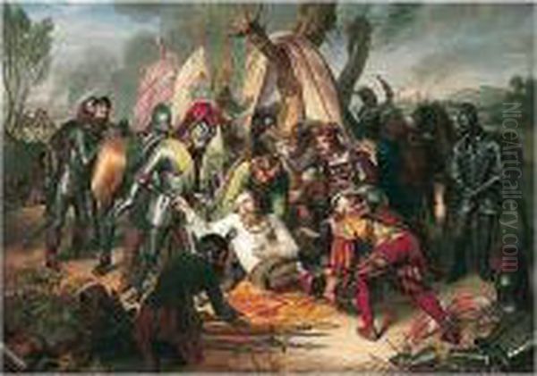 Tod Des Kurfursten Moritz Von 
Sachsen In Der Schlacht Bei Sievershausen (death Of Elector Moritz Of 
Saxony At The Battle Of Sievershausen) Oil Painting by Carl Christian Vogel von Vogelstein