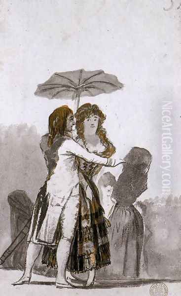 Couple with Parasol on the Paseo Oil Painting by Francisco De Goya y Lucientes