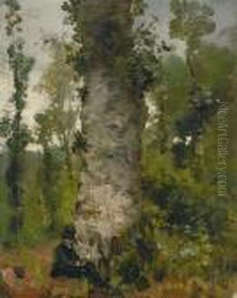 Kunstenaarschilderend In Het Bos Oil Painting by Guillaume Vogels