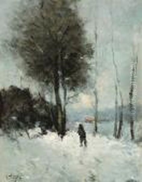 Chemin Dans La Neige Oil Painting by Guillaume Vogels