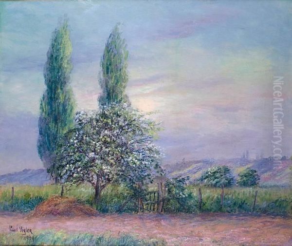 Pommier En Fleurs Au Bord Du Chemin Oil Painting by Paul Vogler