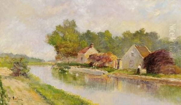 Paysanne Au Bord De La Riviere Oil Painting by Paul Vogler