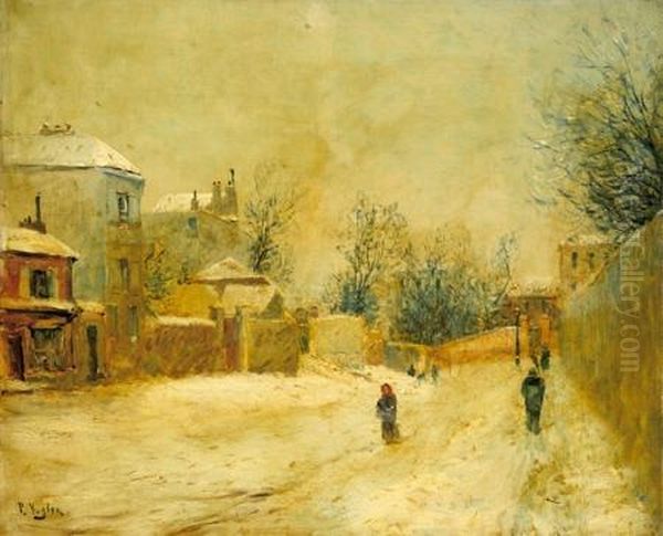 Rue Enneigee Oil Painting by Paul Vogler