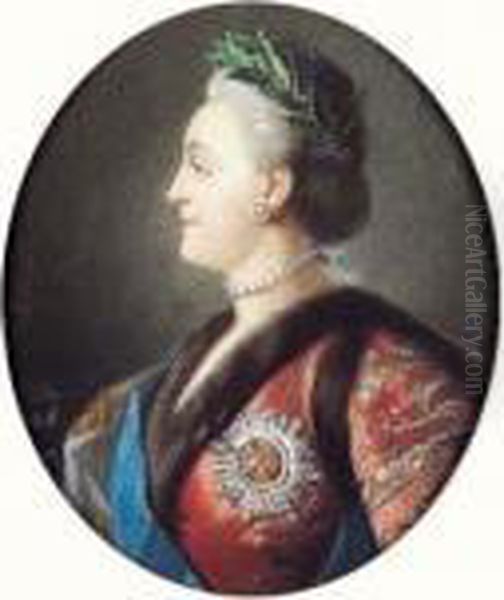 Portrait De Catherine Ii De Russie Oil Painting by Jean Louis Voille