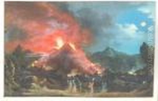 Eruption Of Mount Vesuvius On May 14 Oil Painting by Pierre-Jacques Volaire