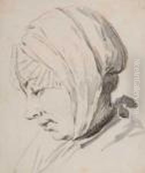 Study Of A Woman's Head In Profile Oil Painting by Pierre-Jacques Volaire