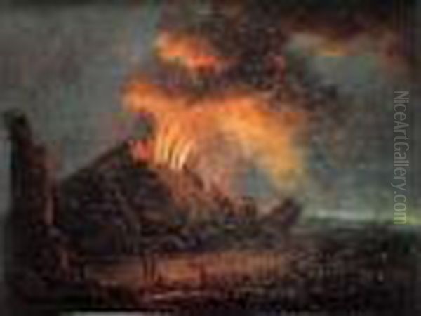 Eruption Du Stromboli De Nuit Oil Painting by Pierre-Jacques Volaire